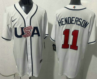 Men's USA #11 Gunnar Henderson White 2026 World Baseball Classic Cool Base Jersey
