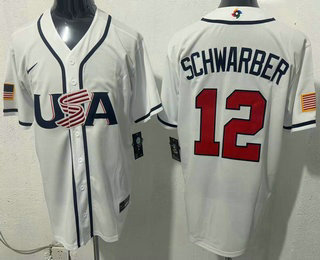 Men's USA #12 Kyle Schwarber White 2026 World Baseball Classic Cool Base Jersey