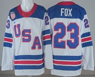 Men's USA #23 Adam Fox White 2026 Olympics Authentic Jersey