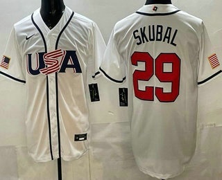 Men's USA #29 Tarik Skubal White 2026 World Baseball Classic Cool Base Jersey