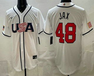 Men's USA #48 Griffin Jax White 2026 World Baseball Classic Cool Base Jersey