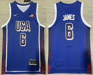Men's USA #6 LeBron James Navy Blue 2024 Olympics Stitched Jersey