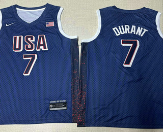 Men's USA #7 Kevin Durant Navy Blue 2024 Olympics Stitched Jersey