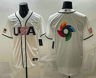 Men's USA Team Big Logo White 2026 World Classic Baseball Jersey