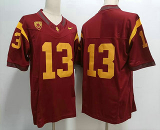 Men's USC Trojans #13 Caleb Williams Red FUSE College Football Jersey