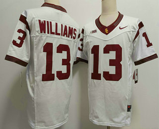 Men's USC Trojans #13 Caleb Williams White FUSE College Football Jersey