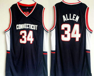 Men's University Of Connecticut #34 Ray Allen Navy Blue College Basketball Swingman Stitched NCAA Jersey