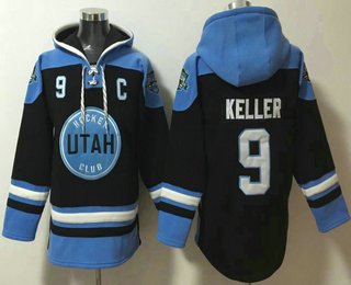 Men's Utah Hockey Club #9 Clayton Keller Black Blue Ageless Must Have Lace Up Pullover Hoodie