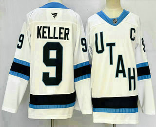 Men's Utah Hockey Club #9 Clayton Keller White 2024 With C Patch Stitched Jersey