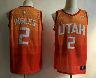 Men's Utah Jazz #2 Joe Ingles 2017-2018 City Edition 5 For The Fight Orange Nike Swingman Jersey