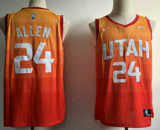 Men's Utah Jazz #24 Grayson Allen 2017-2018 City Edition 5 For The Fight Orange Nike Swingman Jersey