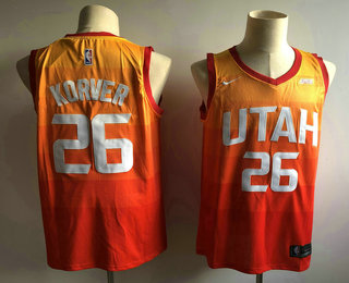 Men's Utah Jazz #26 Kyle Korver 2017-2018 City Edition 5 For The Fight Orange Nike Swingman Jersey