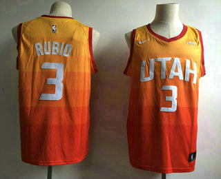 Men's Utah Jazz #3 Ricky Rubio 2017-2018 City Edition 5 For The Fight Orange Nike Swingman Jersey