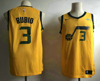 Men's Utah Jazz #3 Ricky Rubio Yellow 2017-2018 Nike Swingman 5 For The Fight Stitched NBA Jersey