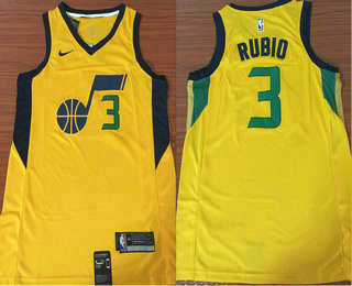 Men's Utah Jazz #3 Ricky Rubio Yellow 2017-2018 Nike Swingman Stitched NBA Jersey