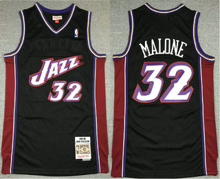 Men's Utah Jazz #32 Karl Malone Black 1998-99 Hardwood Classics Soul Swingman Throwback Jersey