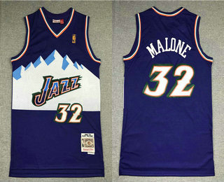 Men's Utah Jazz #32 Karl Malone Mountain Purple Hardwood Classics Soul Swingman Throwback Jersey