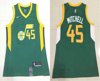 Men's Utah Jazz #45 Donovan Mitchell Green Nike Swingman 2018 playoffs Earned Edition Stitched Jersey