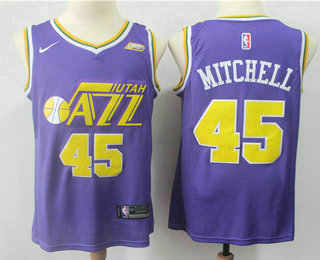 Men's Utah Jazz #45 Donovan Mitchell New Purple 2019 Nike Swingman 5 For The Fight Stitched NBA Jersey