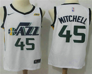 Men's Utah Jazz #45 Donovan Mitchell New White 2017-2018 Nike Swingman 5 For The Fight Stitched NBA Jersey