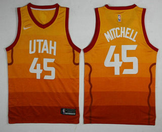 Men's Utah Jazz #45 Donovan Mitchell Yellow Nike 2017-2018 NBA Swingman City Edition Jersey