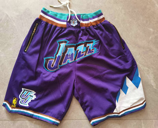 Men's Utah Jazz Mountain Purple  With Gold NBA logo Just Don Swingman Throwback Shorts