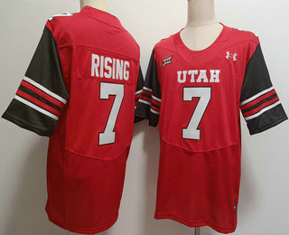 Men's Utah Utes #7 Cameron Rising Red 2024 College Football Jersey