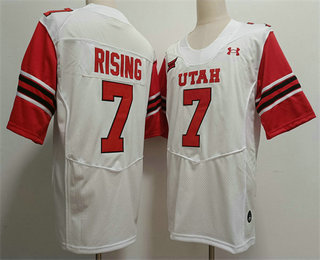 Men's Utah Utes #7 Cameron Rising White Red College Football Jersey