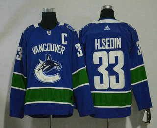 Men's Vancouver Canucks #33 Henrik Sedin Blue 2017-2018 Hockey Adidas Stitched NHL Jersey