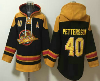 Men's Vancouver Canucks #40 Elias Pettersson Black Ageless Must Have Lace Up Pullover Hoodie