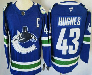 Men's Vancouver Canucks #43 Quinn Hughes Blue Authentic Jersey