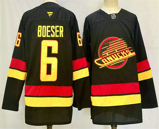 Men's Vancouver Canucks #6 Brock Boeser Black 2024 Alternate Stitched Jersey