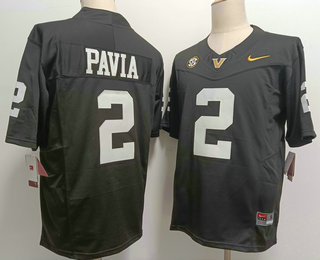 Men's Vanderbilt Commodores #2 Diego Pavia Black FUSE College Football Jersey