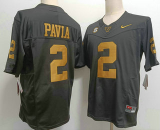 Men's Vanderbilt Commodores #2 Diego Pavia Black Gold FUSE College Football Jersey