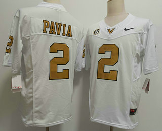 Men's Vanderbilt Commodores #2 Diego Pavia White Gold FUSE College Football Jersey