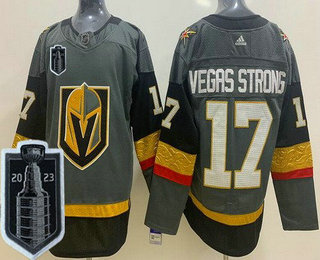 Men's Vegas Golden Knights #17 Vegas Strong Gray 2023 Stanley Cup Final Authentic Jerse