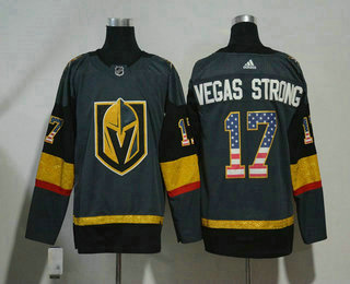 Men's Vegas Golden Knights #17 Vegas Strong Gray with USA Flag 2017-2018 Hockey Adidas Stitched NHL Jersey