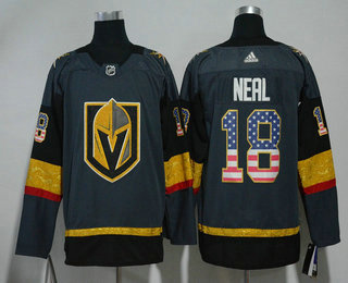 Men's Vegas Golden Knights #18 James Neal Gray with USA Flag 2017-2018 Hockey Adidas Stitched NHL Jersey