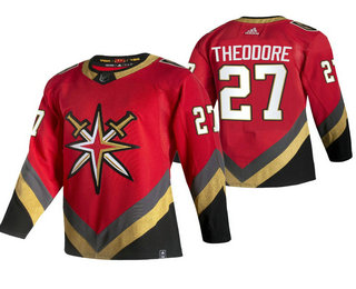 Men's Vegas Golden Knights #27 Shea Theodore Red Adidas 2020-21 Alternate Authentic Player NHL Jersey