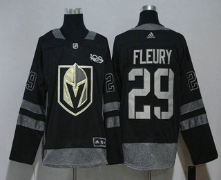 Men's Vegas Golden Knights #29 Marc-Andre Fleury Black 100th Anniversary Adidas Stitched NHL 2017 Hockey Jersey