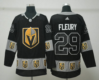 Men's Vegas Golden Knights #29 Marc-Andre Fleury Black Team Logos Fashion Jersey