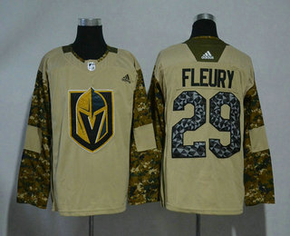 Men's Vegas Golden Knights #29 Marc-Andre Fleury Camo 2017 Veterans Day Adidas Stitched NHL Jersey