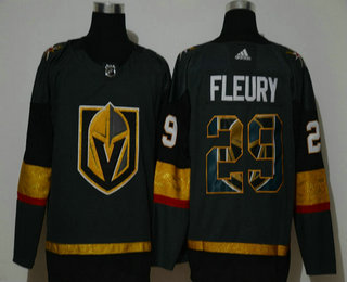 Men's Vegas Golden Knights #29 Marc-Andre Fleury Gray With Team Logo Adidas Stitched NHL Jersey