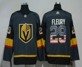 Men's Vegas Golden Knights #29 Marc-Andre Fleury Gray with USA Flag 2017-2018 Hockey Adidas Stitched NHL Jersey