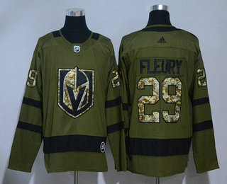 Men's Vegas Golden Knights #29 Marc-Andre Fleury Green Salute to Service 2017-2018 Hockey Adidas Stitched NHL Jersey