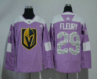 Men's Vegas Golden Knights #29 Marc-Andre Fleury Purple Fights Cancer Adidas Stitched NHL Jersey