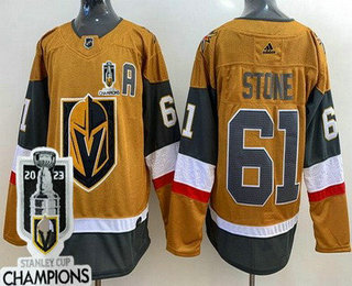 Men's Vegas Golden Knights #61 Mark Stone Gold 2023 Stanley Cup Champions Authentic Jersey