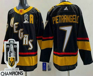 Men's Vegas Golden Knights #7 Alex Pietrangelo Black Reverse Retro 2023 Stanley Cup Champions Authentic Jersey