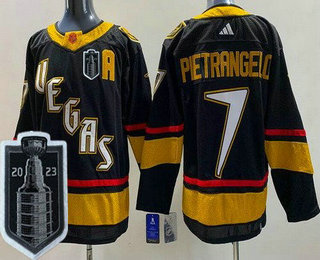 Men's Vegas Golden Knights #7 Alex Pietrangelo Black Reverse Retro 2023 Stanley Cup Final Authentic Jersey