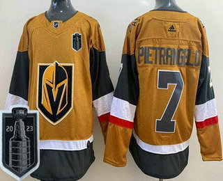 Men's Vegas Golden Knights #7 Alex Pietrangelo Gold 2023 Stanley Cup Final Authentic Jersey